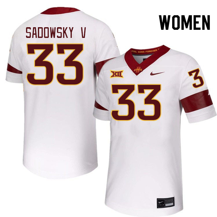 Women #33 Jack Sadowsky V Iowa State Cyclones College Football Jerseys Stitched-White